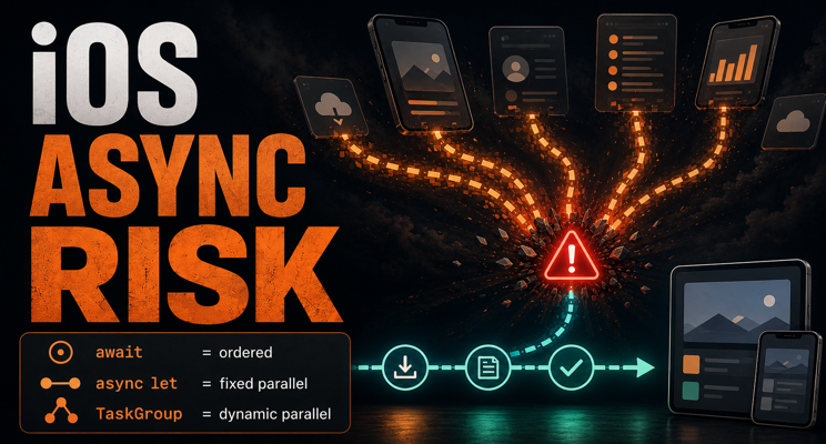 Swift concurrency lookbook comparing sequential await, async let, and TaskGroup execution